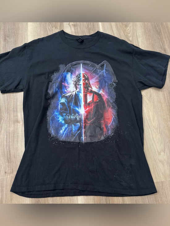 Gildan Other - Men’s Gildan Black Star Wars Graphic Tee with Blue & Red Split Vader/Anakin Art